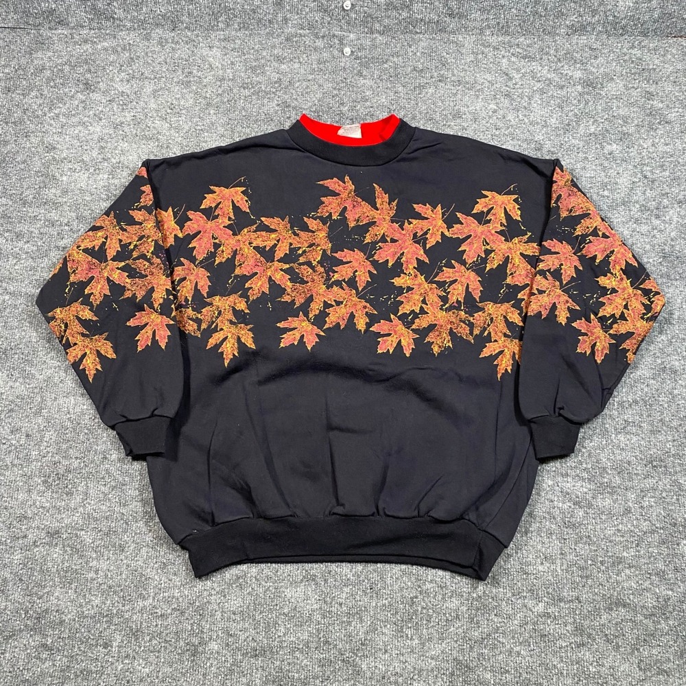 Artisans Vintage 90s Maple Leaf Graphic Sweatshirt Mens Large Black‎ Made in USA